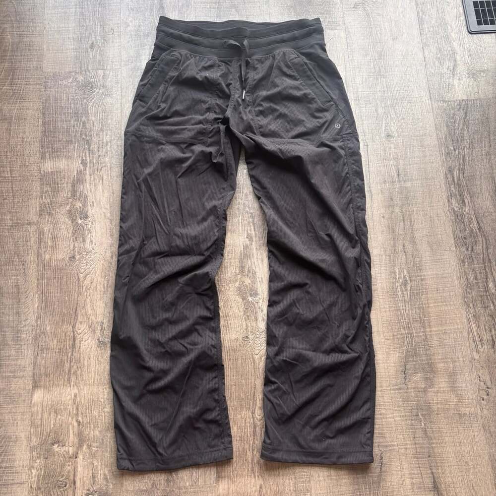 Lululemon Black Ribbed Pants Women's Size 8 Drawstring Athleisure